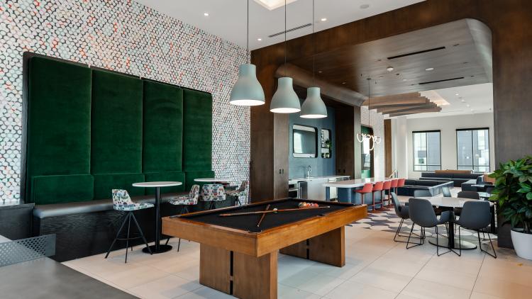 Game lounge with pool table