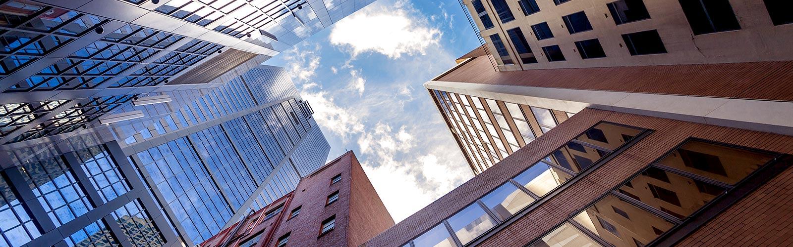 Photo of downtown city buildings